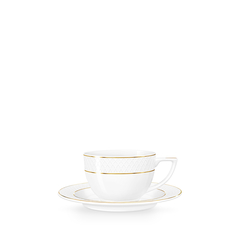 чашка для капучино и блюдце с золотыми линиями 170 мл wl‑880.102.402/ab Wilmax (photo 1)