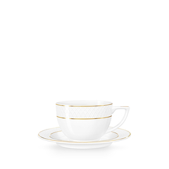 чашка чайная и блюдце с золотыми линиями 240 мл wl‑880.102.404/ab Wilmax (photo 1)