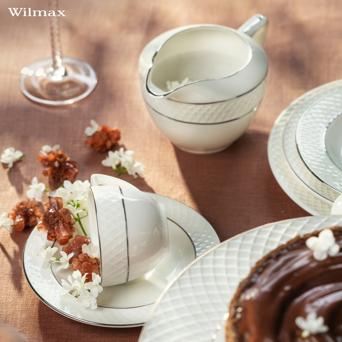 чашка для капучино и блюдце с платиновыми линиями 170 мл wl‑880.103.402/ab Wilmax (photo 4)